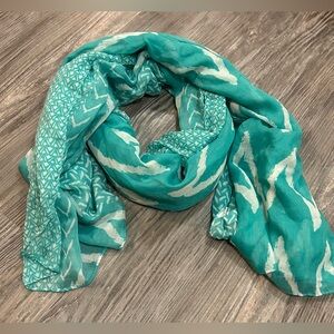 Tocara Teal Patterned Scarf